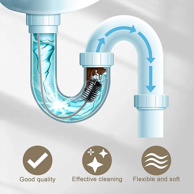 Flexible Long Sink Drainage Tool, AC Drain Cleaning Tool, Removal of AC blockages, Sink Blockage Remover, Cleaning Brush, 48 inches