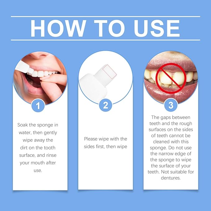 4 Pcs Sponge Teeth Cleaner for Baby, Kids, Adults, Gentle Stain Remover for Teeth Soft Rubber Sponge Eraser Safe Dental Cleaning Tool for Daily Oral Care