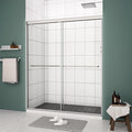 Bypass Glass Shower Door 56-60" W x 70" H with 1/4" Clear SGCC Tempered Glass, Semi-Frameless Double Sliding Shower Door, Easy to Clean, Easy to Install, Chrome