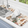 Dish Drying Mat for Kitchen Counter Matt, 2PCS 19"x12" Dish Drainer Mat & 24"x5.5" Sink Splash Guard, Super Absorbent Non-slip Rubber Backed