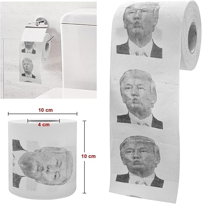 Toilet Brush ＆ Toilet Paper Roll Set, Funny Gag Gift Toilet Bowl Brush for Bathroom Cleaning, Political Satire Products