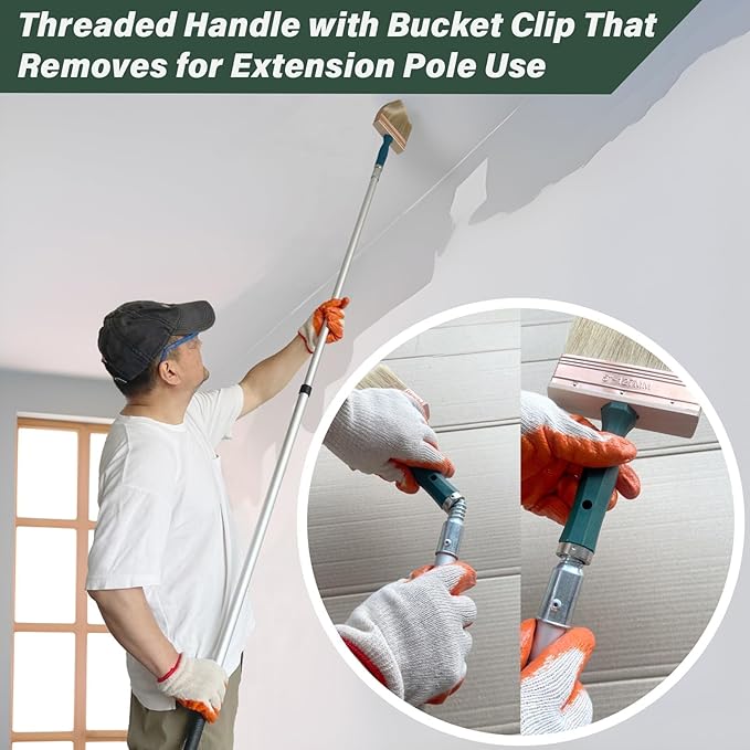 Deck Stain Brush, 8 Inch Deck Paint Brush with Threaded Handle for Extension Pole, Wide Large Brushes for Staining Wood, Fence, Walls, Lime Wash Paint Brush