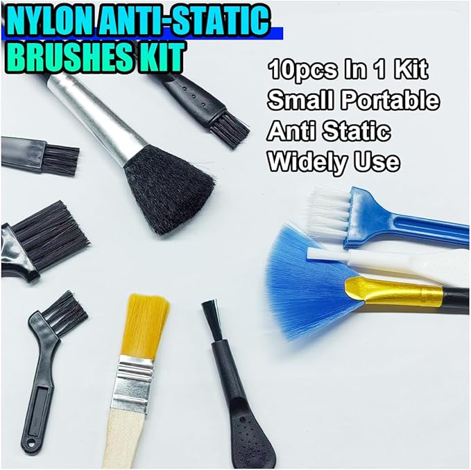 10PCS Car Detailing Brush Kit, Nylon Anti-Static Car Interior Cleaning Tools, Portable Crevice Cleaning Brush Auto Dusting Tool Multipurpose for Dashboard Air Vent Computer Keyboard