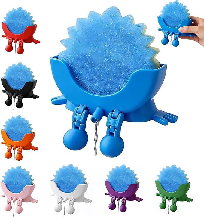 Cute Hanging Sponge Holder with Drainage, Peeing Scrub Sponge Holder, Ponge Holder for Kitchen Sink, Funny Sponge Stand for Kitchen Sink, 3D Printing Countertop Sponge Holders (Blue)