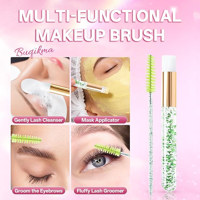 Buqikma Lash Shampoo Kit - Eyelash Extension Cleanser for Extensions 60ML with Rechargeable Handheld Lash Fan Dryer Mascara Brush Rinse Bottle Makeup Cleansing Foam for Lash Care