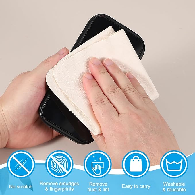 PATIKIL Glasses Cleaning Cloth 6.9" x 5.7", 6 Pcs Microfiber Eyeglasses Cleaner Cloths Soft Suede Wipe Screen for Camera Len Eyeglass Screens Phones Smart Devices, Beige
