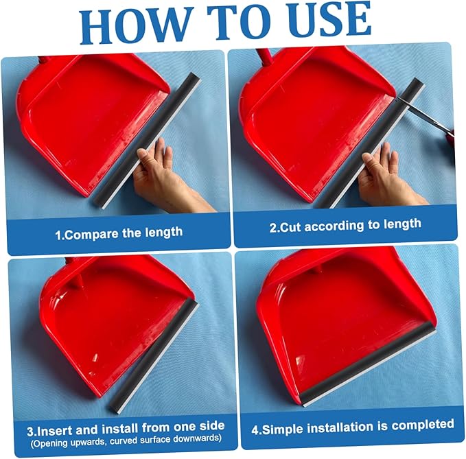 BESTYASH 4pcs Upright Dust Pan Lip Strip Dustpan Edge Strip Replacement Rubber for Dust Pan