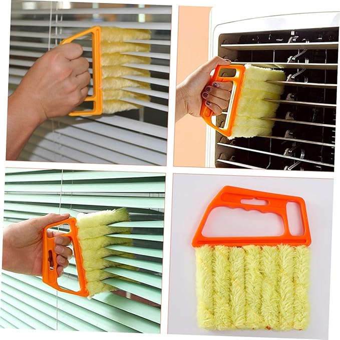 2pcs Window Cleaner Brush and Blinds Cleaning Brush Set for Shutter and Air Conditioner Vent Cleaning Orange and Green Handles for Household Use