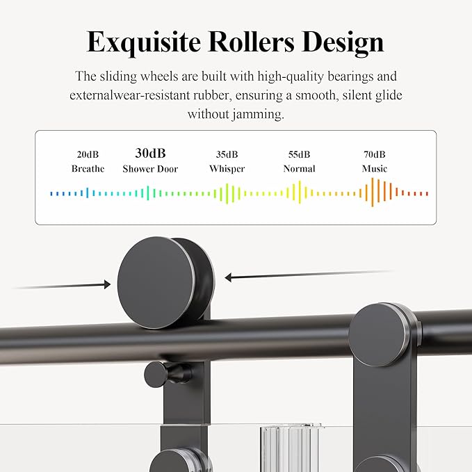56-60" W x 76" H Frameless Single Sliding Shower Door, Bathroom Glass Shower Doors with 5/16" (8mm) SGCC Tempered Glass, Stainless Steel Towel Rail Handle and Heavy Duty Frame, Matte Black