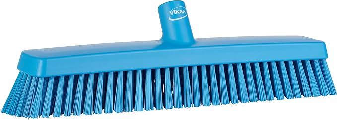 Vikan 31753 16" Heavy-Duty Push Broom, Soft/Stiff, Blue