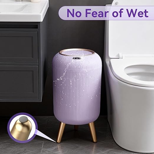 Procade Bathroom Trash Can Automatic Touchless,3 Gallon Motion Sensor Trashcan Soft Close Lid,Smart Garbage Can with Removable Leg,Purple Waste Basket Plastic Trash Can for Kitchen,Bathroom,rv,Office