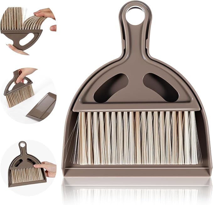 Ouligay Small Broom and Dustpan Set Mini Dustpan and Brush Set Handheld Mini Broom and Dustpan Set for Kitchen Desk Counter Sofa Kitchen Office Pet Care and Outdoor Camping Tent
