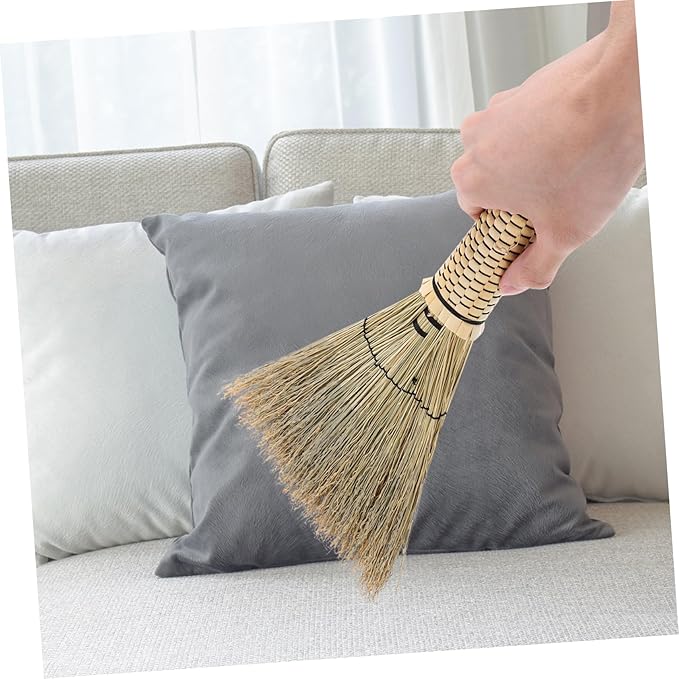 Corn Whisk Broom Handmade Woven Small Broom for Desktop Cleaning Multi-Surface Use for Bedrooms Sofas and Carpets Compact for Easy Storage