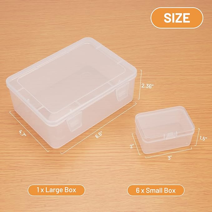 Mathtoxyz Small Bead Organizers and Storage, Clear Storage Containers Rectangle Bead Holder Plastic Cases Transparent Boxes for Nail DIY Craft Making Jewelry Battery Screw
