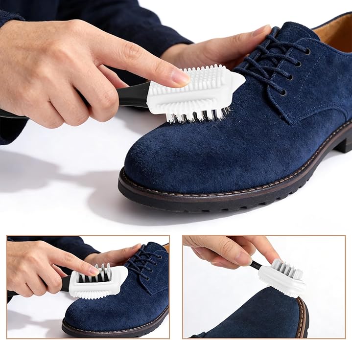 4pcs Suede Shoe Cleaning Kit, 3 Suede Shoe Brushes Cleaner Kit with Long Rubber Wiping Eraser for Shoes Boots Sneaker Bag & Jackets