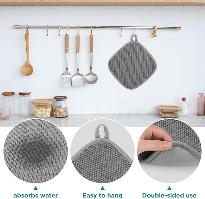 Microfiber Dish Drying Mat, Super Absorbent Kitchen Dish Drying Pad for Easter Day, Reversible Gift Mats for Countertop, 7 * 7 inch Gray