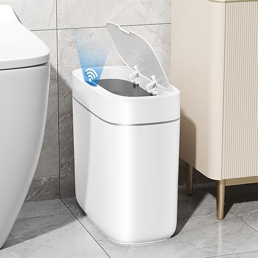Motion Sensor Small Trash Can for Bathroom, 3.5 Gallon Automatic Touchless Trash Can with Lid,Slim Garbage Can Waterproof Trash Bin Waste Basket for Bedroom, Kitchen