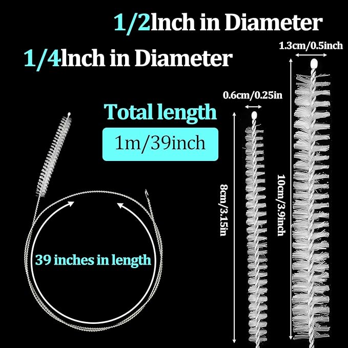 4pcs 39.4 Inches Straw Cleaner Brush Extra Long, Extra Long Pipe Cleaners for Cleaning Straw, Tube, Pipe, Hose, Refrigerator Drain, Laboratory Catheter Brush, White