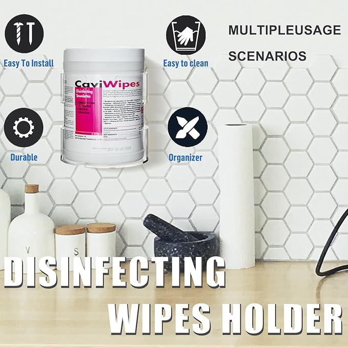 Wipes Holder for Heavy Duty Cleaning Wipes, Clear Acrylic Wall Mount Cleaning Wipes Dispenser Wall Bracket Wipes Rack for Hospital, Kitchen, Office, Garage (5.04" L x 5.31" W x 5.51" H)