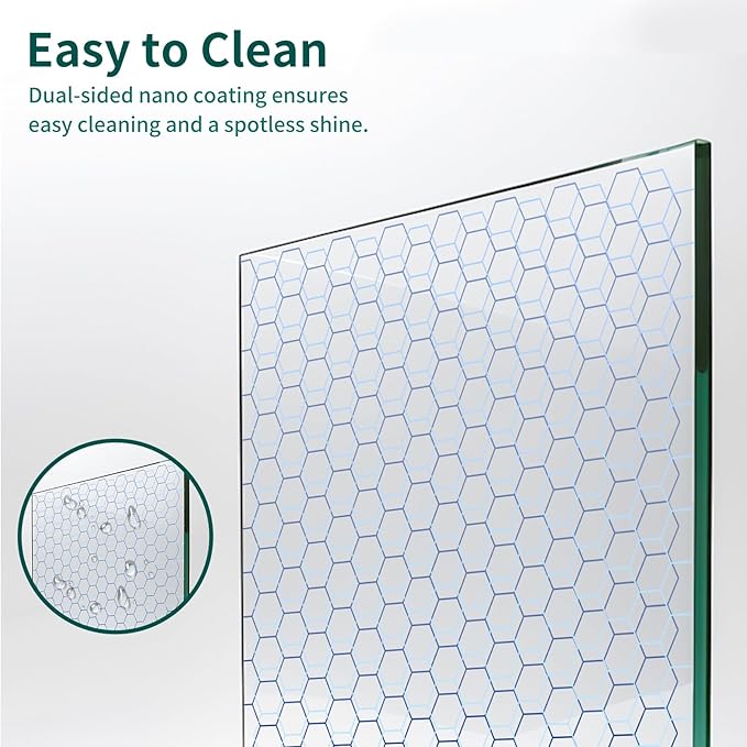 Frameless Shower Door 56-60 in. W x 76 in. H, Single Sliding Glass Door, 5/16" (8mm) Tempered Glass, Nano Coated for Easy Cleaning, Linear Design, Walk-in Bathroom Glass Door – Brushed Glod