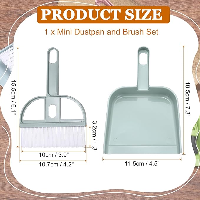 uxcell 2 Pcs Mini Dustpan and Brush Set, Small Broom and Dustpan Set for Home Office Tabletops Sofas Keyboards Cleaning, Blue