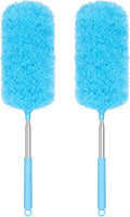 2 Pack Microfiber Duster for Cleaning, Washable Hand Dusters with Extendable Pole, Cleaning Supplies for Office, Car, Furniture, Ceiling Fan
