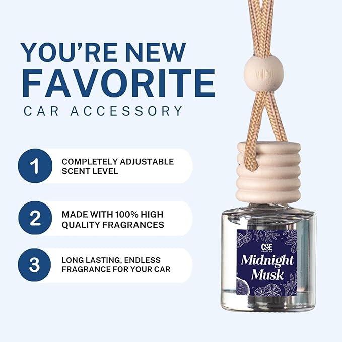 CANDECraftCo Car Air Hanging Fragrance Oil, Car Auto Freshener for Essential Oils, Scents Fragrance Aromatherapy Automobile Diffuser, Long Lasting (Bourbon Vanilla)