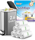 2.6 Gallon 150 Counts Small Trash Bags Garbage Bags by Teivio, Bathroom Trash Can Bin Liners, Small Plastic Bags for home office kitchen, Clear