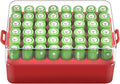 ALCYON Battery Organizer Storage Case, Battery Vault Box Container for 48pcs AA Batteries, Plastic Clear Protective Battery Holder for Travelling/Home/Office (Red, Large)