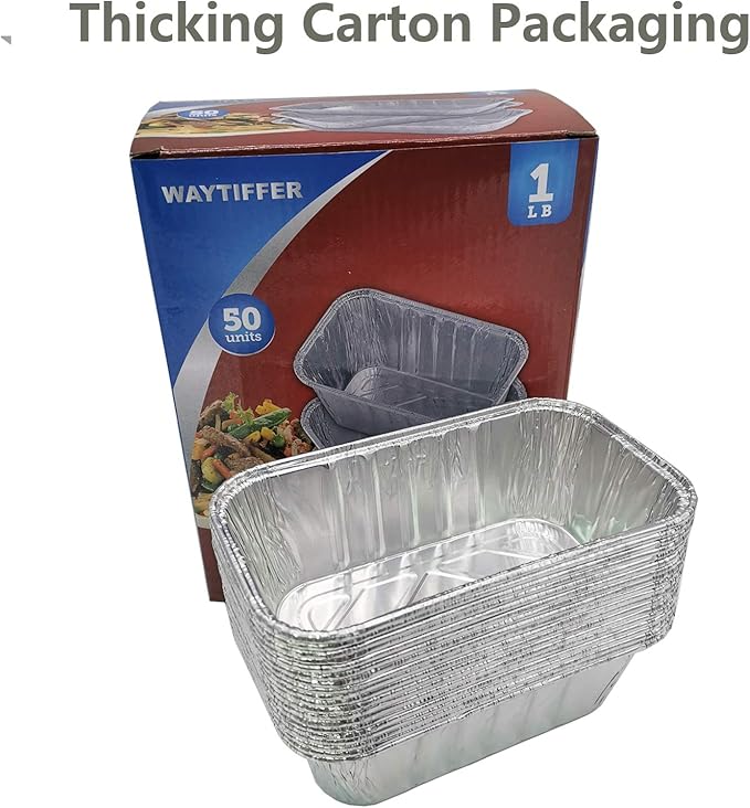 (50 Pack) 1Lb mini Loaf Pans Heavy Duty Disposable Aluminum Foil Bread Tins Standard Size 6" X 3.5" X 2.5" Oven Safe Sturdy Small Bread Tin Pans 1 Pound Loaf Pans