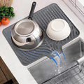 Silicone Dish Drying Mat for Kitchen Counter, 19.7" x 17.2" Large Drying Mat with Built-in Drain Lip, Heat Resistant Countertop Protector Pad, Fast Drying & Easy Clean, Grey