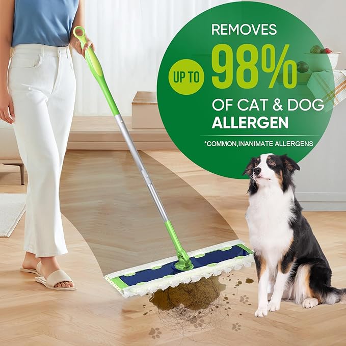 XL Heavy Duty Dry Sweeping Cloths Compatible with Sweeper Mop, Microfiber Duster Mop Pads Refills for Cleaning Hardwood Floor Dust and Pet Hair, Disposable (60 Count)