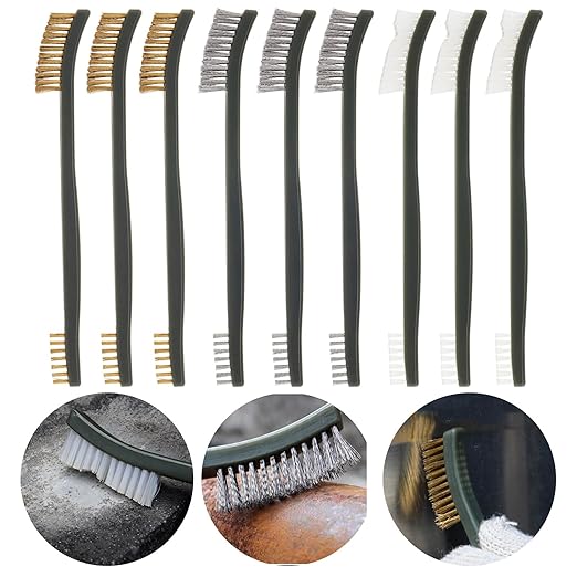 OriGlam Mini Wire Brush Set, Paint and Dirt Remover, Cleaning Welding Slag and Rust, Handy Steel / Nylon / Brass Brush Suitable for Cleaning Paint / Dirt (9)