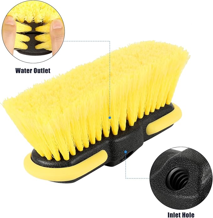 Car Wash Brush Head, Scrub Brush Attachment for Long Handle Extension Pole,Outdoor Broom and Scrubbing Brush for Cleaning Window, Wall, House Floor, Deck, Patio, Car
