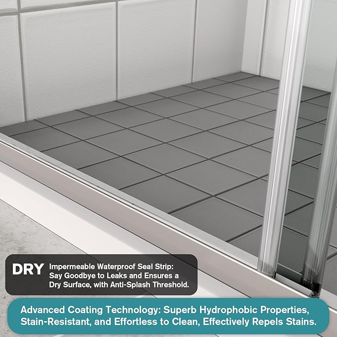 Bypass Glass Shower Door 44-48" W x 70" H with 1/4" Clear SGCC Tempered Glass, Semi-Frameless Double Sliding Shower Door, Easy to Clean, Easy to Install, Chrome