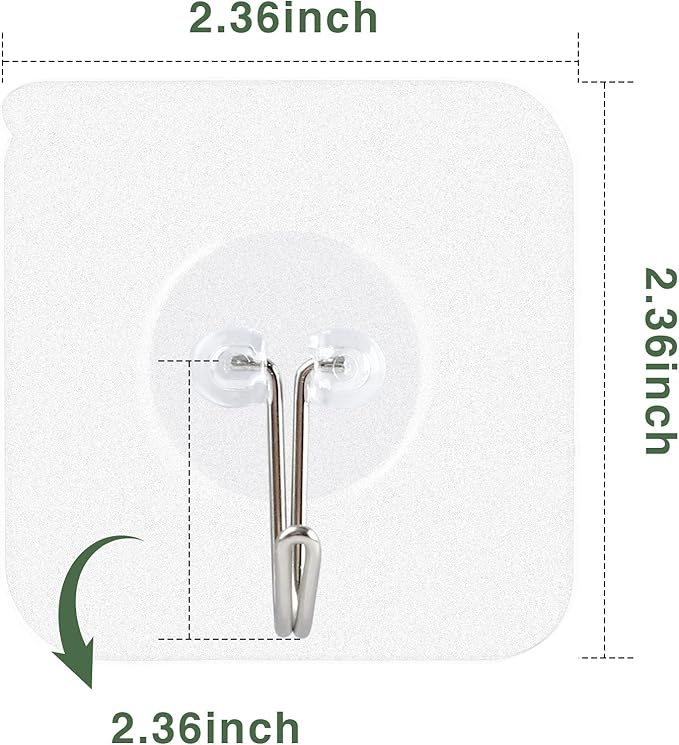 AROIC 58 Packs Adhesive Hooks for Hanging, Hook Heavy Duty Self Adhesive Wall Hooks 20 lbs / 9 kg (Max), Removable, Waterproof Hook for Bedroom Kitchen Bathroom