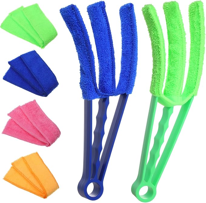 Blind Cleaner Duster Tool, 2 Pack 3 Arms Blind Duster with 4 Microfiber Sleeves Window Blinds Cleaner Tool for Car Air Condition Vent Cleaning Tools