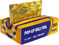 200 Count Pre-cut Pop-up Deli Aluminum Foil Sheets – Gold Color, 9’’ x 10.75’’ Disposable Wrappers for Food Wrap, 200 Sheets Pop-up Foil with Embossed Design