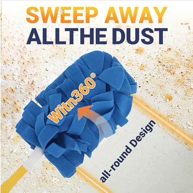 Reusable Duster Refill for Swiffer Duster,Washable Heavy Duty Duster Pads, 360 Cleaning Pads for Fan, Window, Furniture, Floor,7 Pack(Include 1 Handle)