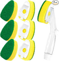 HELIME Heavy Duty Dish Wand Refills Kit with Handle, 6 Non Scratch Dishwand Refill Pack, Replacement Sponge Heads Set, Soap Control Dispenser Leak-Free Scrub for Cleaning Dishes Sink Washing Tool