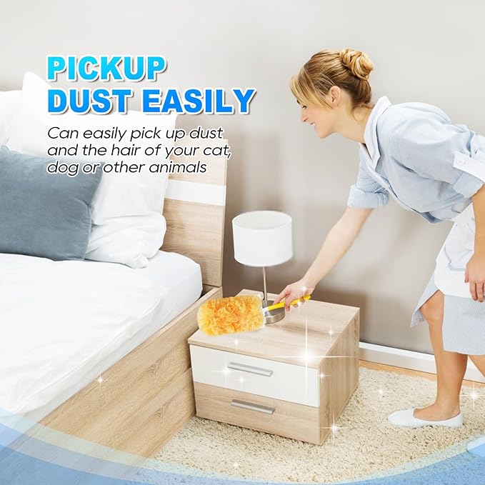 Duster Refill Compatible with Swiffer Duster Handle, 360 Heavy Duty Duster Refills with 2 Handles, Compatible with Swiffer Duster Refills for Dusting Vents, Baseboards, Furniture, 22 Count