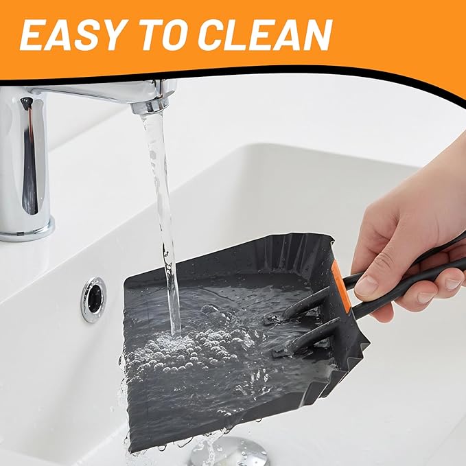 Heavy-Duty Black Metal Dustpan,17",Dust Pan with Handle,Large Dust Pans,Ideal for Industrial/Commercial/Indoor/Outdoor Professional Debris Collection & Home Cleaning (17inch_1PCS)