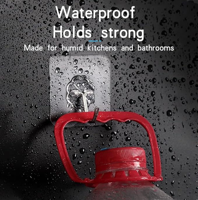 Adhesive Wall Hook, Set Heavy-Duty Thickened self-Adhesive Hook，16Pcs，33lb max Loading，Transparent, Waterproof, Bathroom, Outdoor, Kitchen, Doors, Practical Tools.