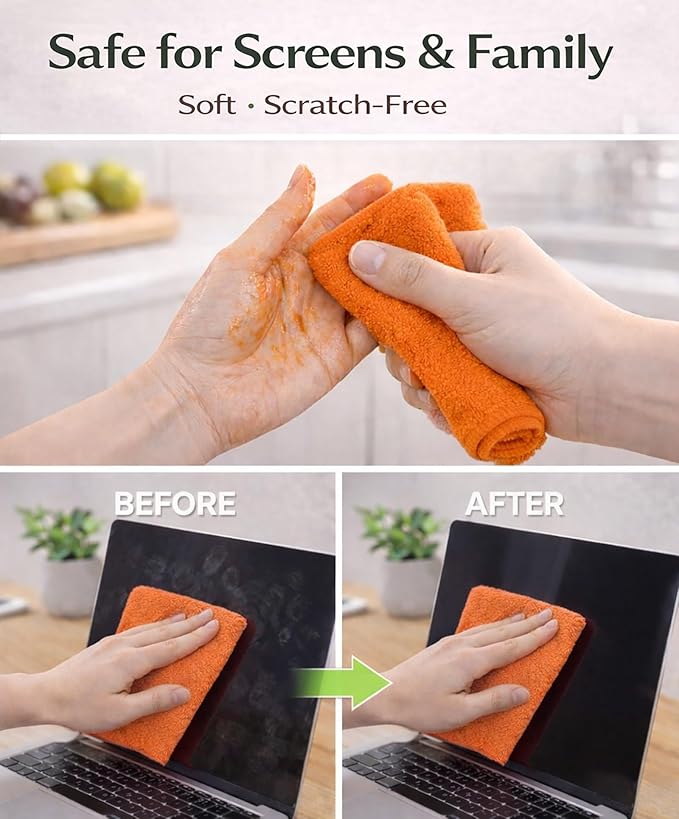 Microfiber Cleaning Cloth Roll–100 Pack, Tear Away Microfiber Towels, Reusable, Washable, Scratch-Free, Kitchen Towels for Car, Home, Kitchen, Glass, Dishes(Honey Orange)