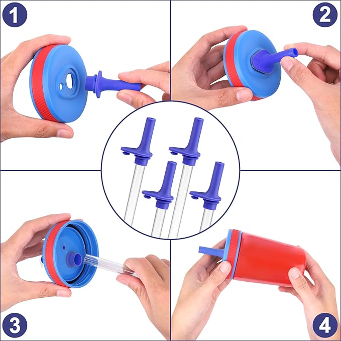 XANGNIER Replacement Straws and Bite Valve Compatible with Zak Designs Kelso 15 oz Tumbler Water Bottle,4 Pcs Silicone Straws with Cleaning Brush for Zak Designs Kelso 12 oz Cups,Light Blue