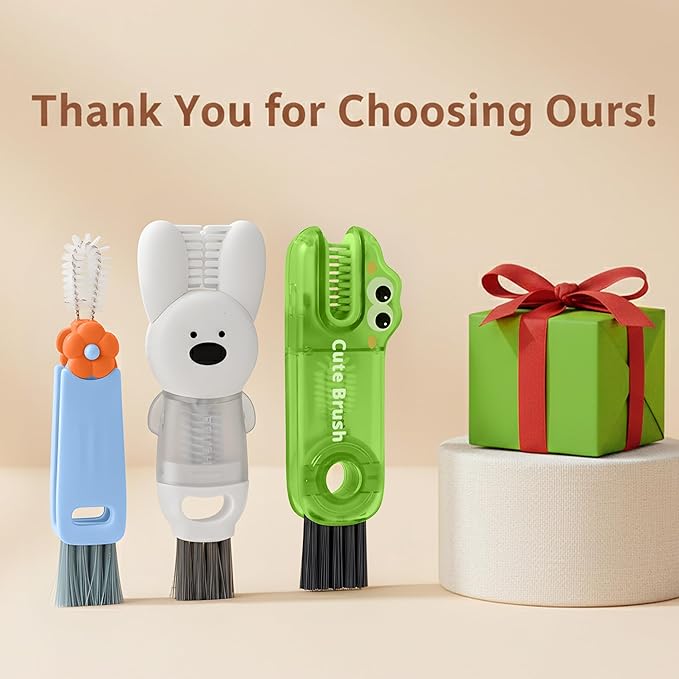 Cup Lid Cleaning Brush, 3 in 1 Lid Cleaner for Tumblers and Water Bottles, Gap Cleaning Brush with Straw Hole Detail Tool, Multifunctional Brush for Daily Use (Blue Green)