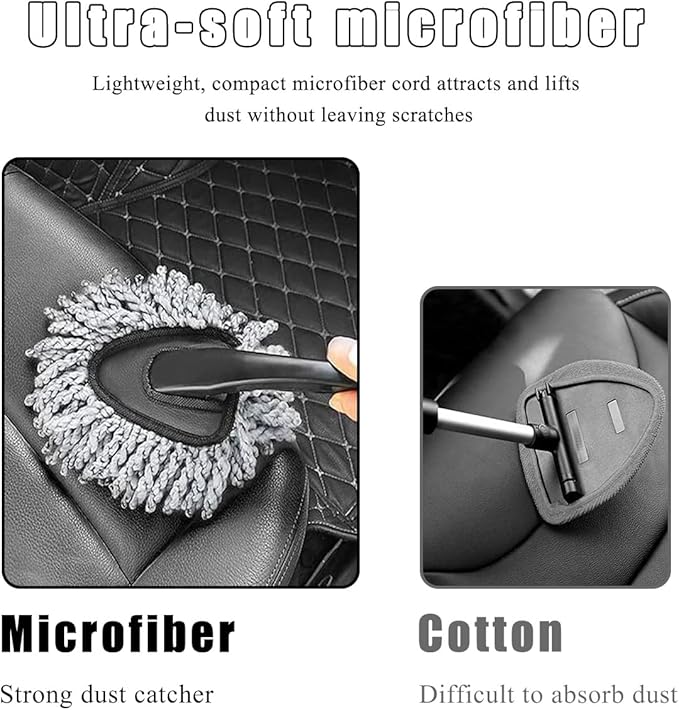 Car Dash Duster Brush, Super Soft Microfiber Multi-Functional Car Cleaning Brush, Scratch Free Dash Dusting Tool with a Anti-Skid Handle for Vehicle Home Kitchen Cleaning (Gray)