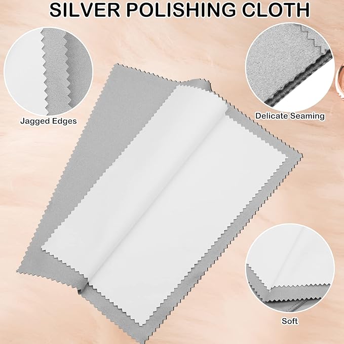 6Pcs Silver Polishing Cloth, Jewelry Cleaning Polishing Cloths Silver Jewelry Cleaner Cloth Double-Sided Silver Polishing Cloth for Sterling Silver Gold Jewelry, Silver Cleaning Cloth Keeps Shining