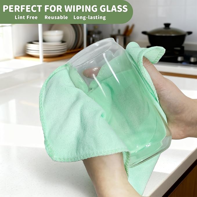 25 Pack Microfiber Cleaning Cloths（11.8x11.8In），Thin Microfiber Towels Bulk, Towels for Home，Kitchen,Cars，Cleaning Rags 5 Colors，Quick-Dry,Lint-Free
