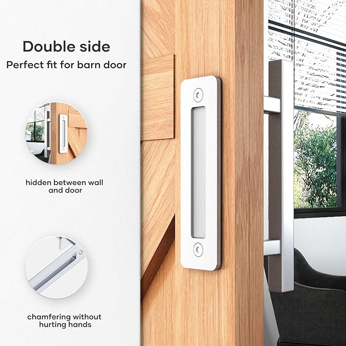 EaseLife 12" Stainless Steel Sliding Barn Door Handles and Pulls,Double Sided Hardware Set,Heavy Duty,Brushed Finish,Anti-Rust Anti-Corrosion,Easy Install